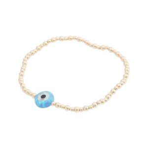 GEORG K Gold Multi Made In Usa 14kt Gold Beaded Evil Eye Stretch Bracelet